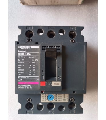 SCHNEIDER COMPACT NS80H-MA 80A MCCB CIRCUIT BREAKER 80A MAKE SCHNEIDER