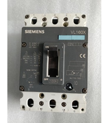 Siemens MCCB VL160X, 100 Amp
